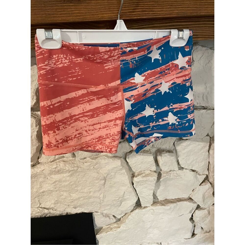 Feed me fight‎ me flag spandex shorts size XS